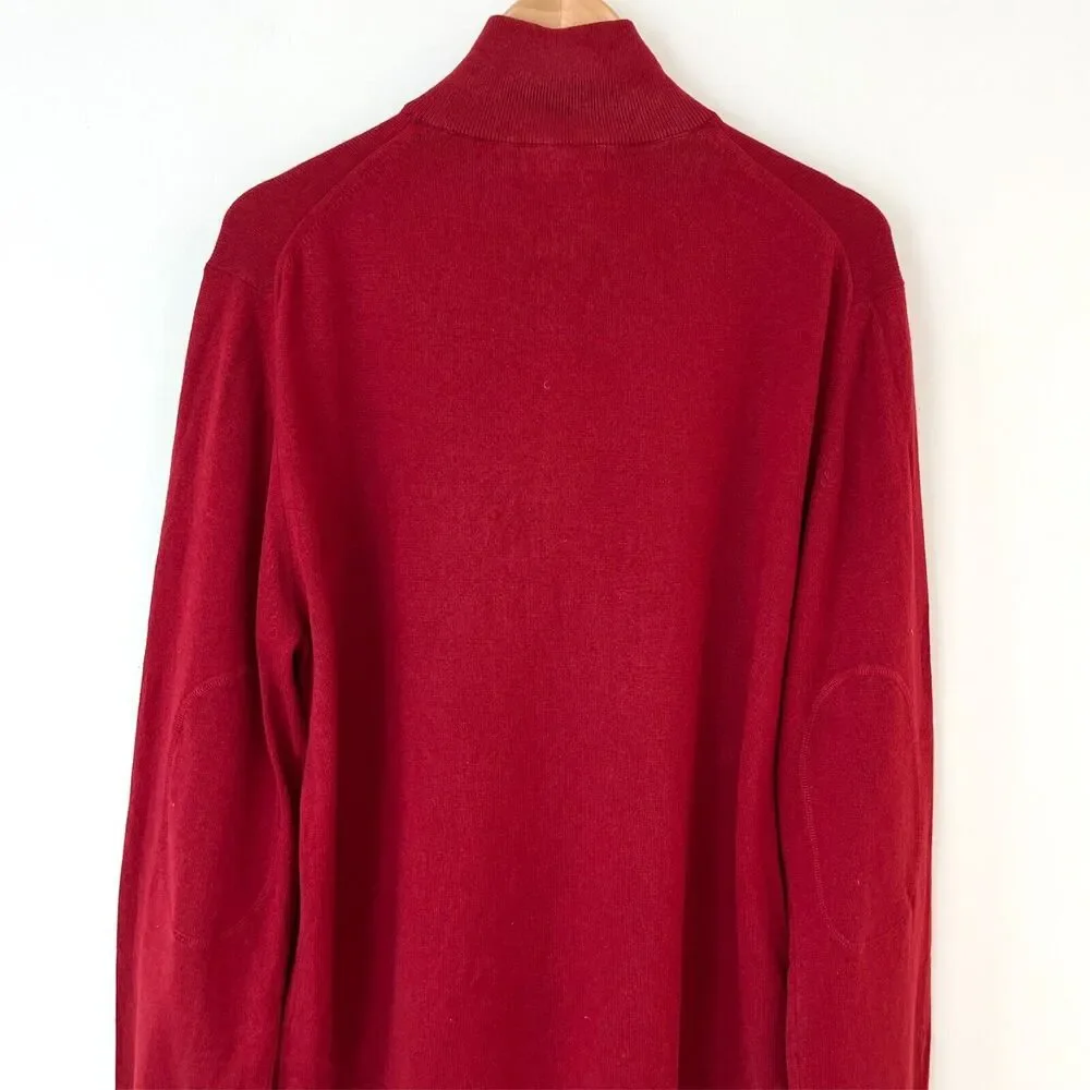 Mens Banana Republic Silk Cashmere Half Zip Pullover Sweater Red Sz L Preppy